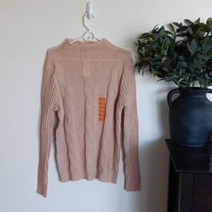 NWT Beige Metallic Knit Sweater